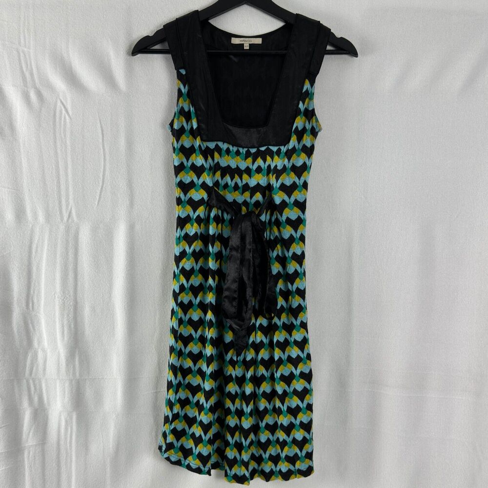 RW & Co. Size XS A Line Sleeveless Square Neck Abstract Dress Tie Pullover Lined